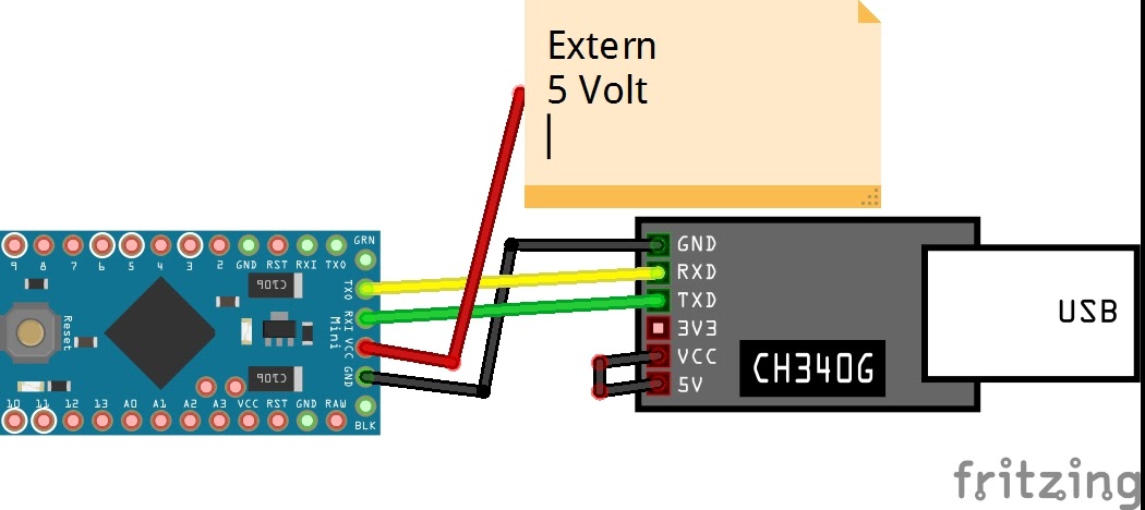 Koppling med separat 5V